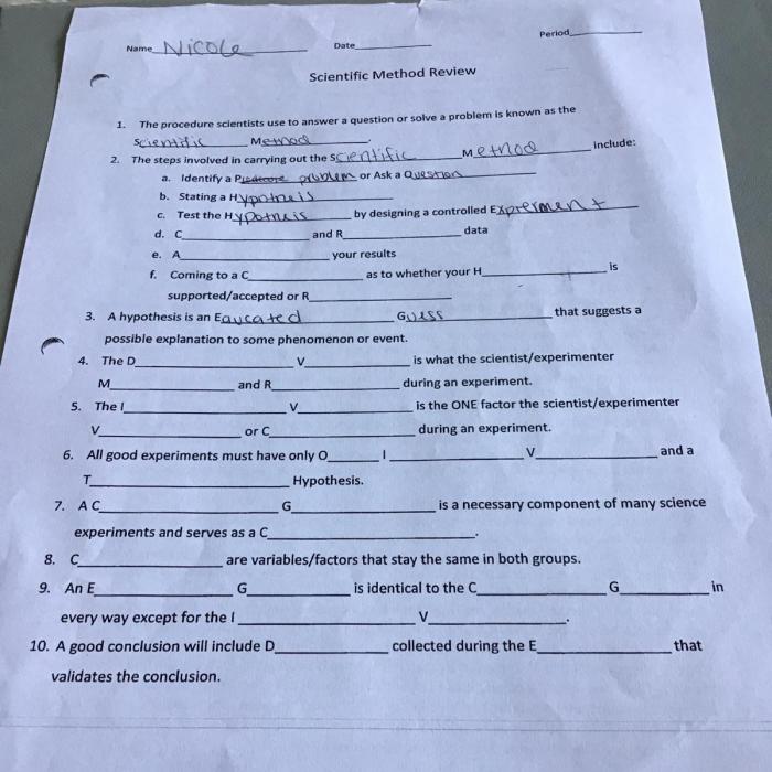 Exploring the scientific method worksheet