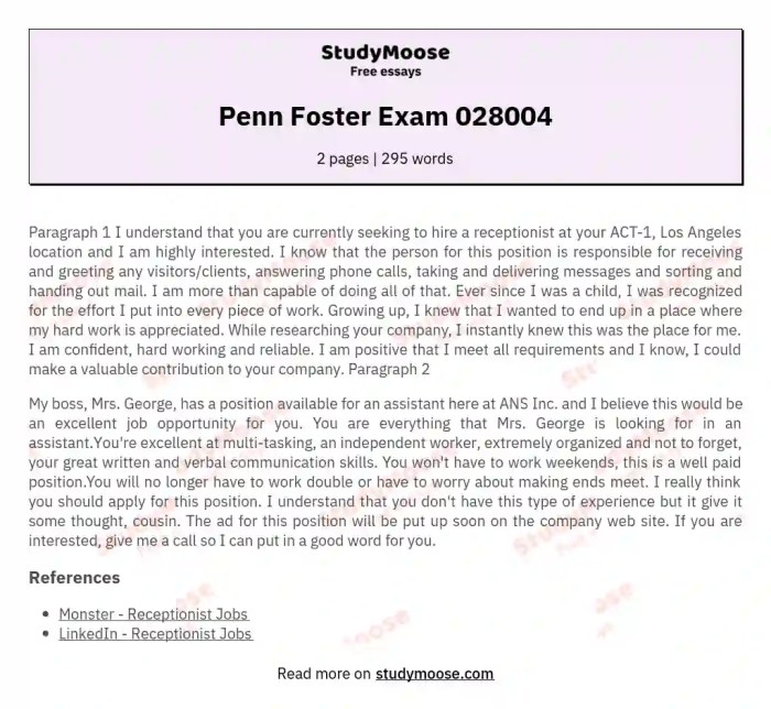 Penn foster exam answers free