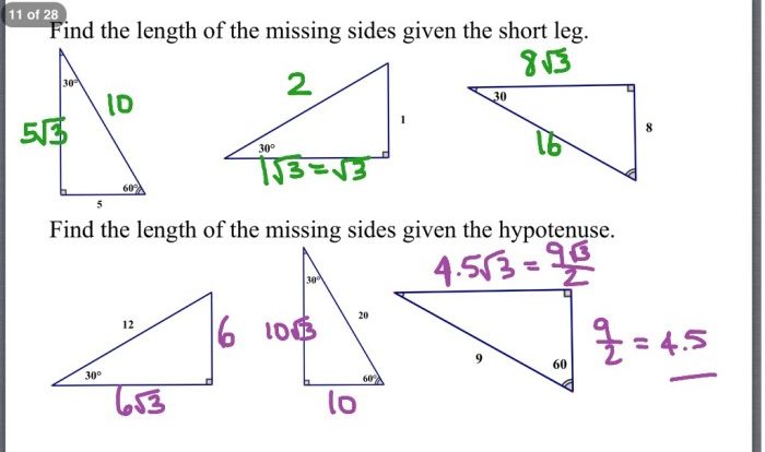 Practice 8-2 special right triangles