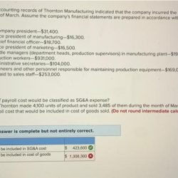 Assume that a manufacturing company incurred the following costs