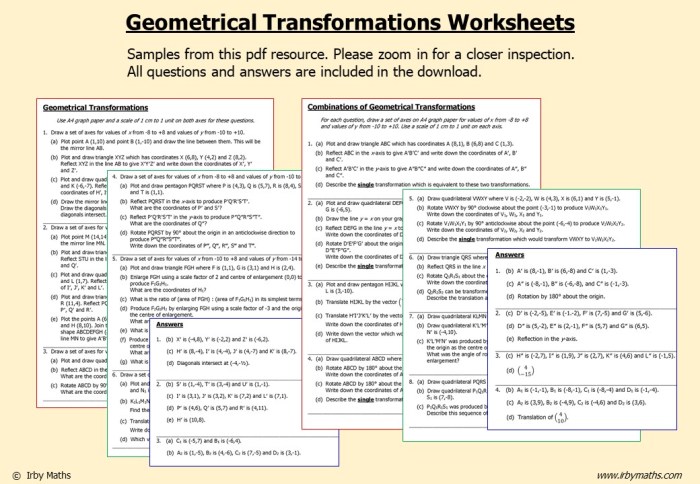 Compositions of transformations geometry worksheet